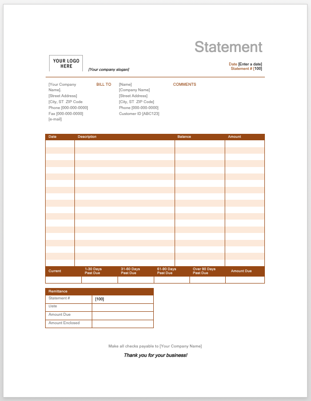 Microsoft請求書テンプレート