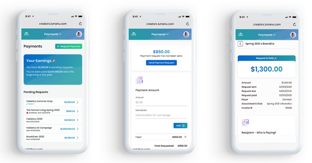 LumanuPayインフルエンサーの請求書