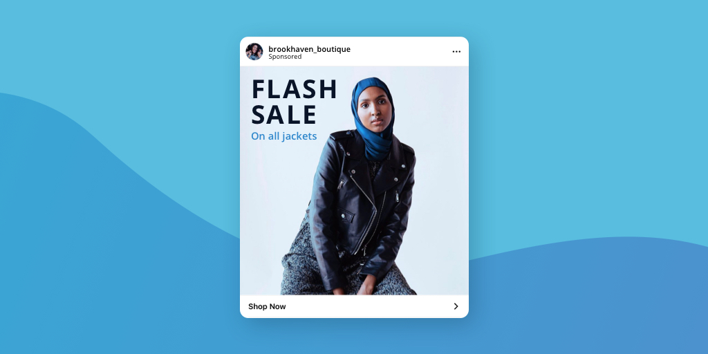 Post instagram achetable sur fond bleu