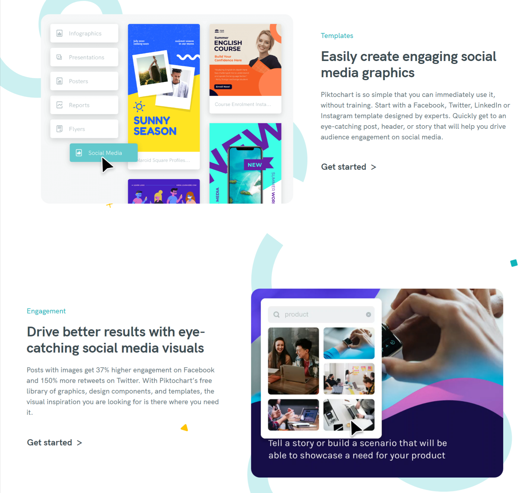 PiktoChart screenshot "يجب أن يكون لديك 20 أدوات تسويق عبر وسائل التواصل الاجتماعي" مشاركة مدونة