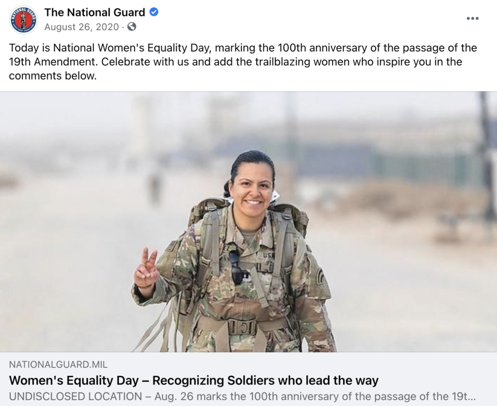Post na blogu z sierpnia Marketing Dates zrzut ekranu Narodowego Dnia Równości Kobiet