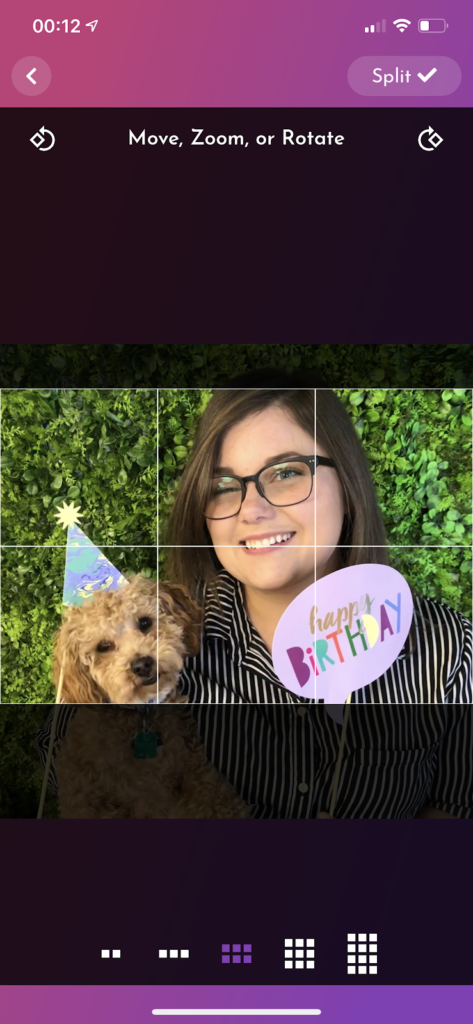 ferramenta divisor de fotos no Instagram - diferentes opções de dimensionamento