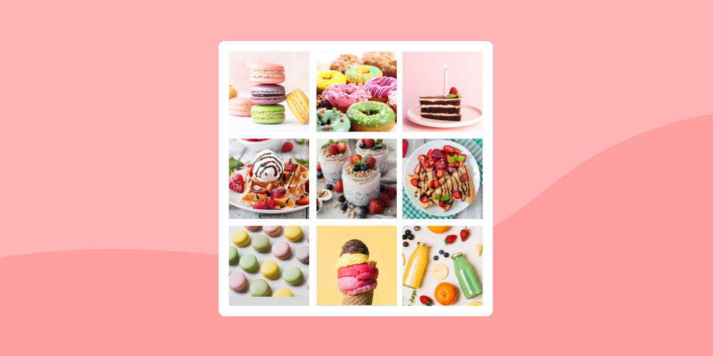 Foto dividida em grade para Instagram em fundo rosa