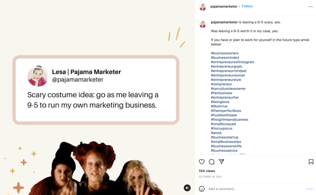 Pyjama Marketer Case Study Capture d'écran Instagram 3
