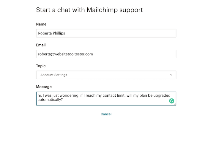 dukungan mailchimp