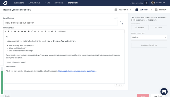 ConvertKit 편집기