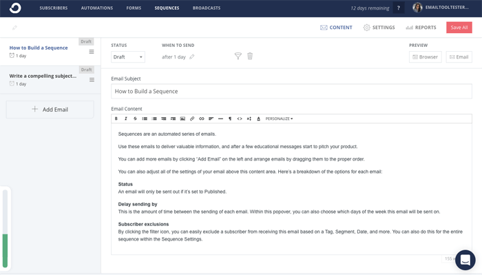 ConvertKit 시퀀스