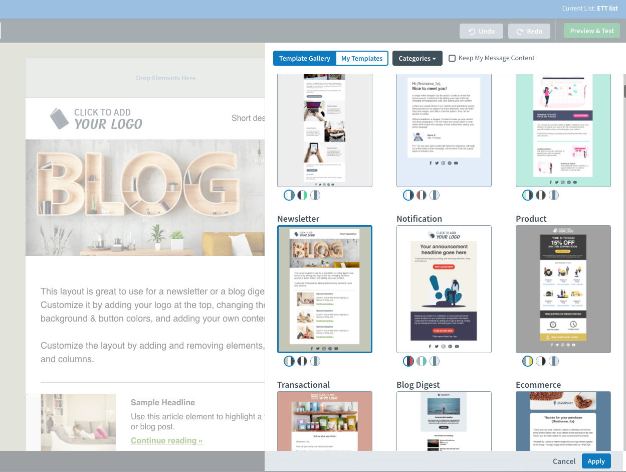 aweber e-posta şablonları