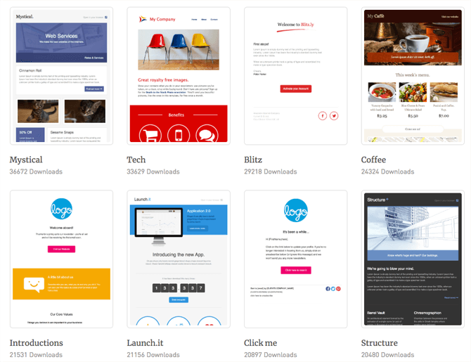 Cakemail kostenlose responsive Vorlagen