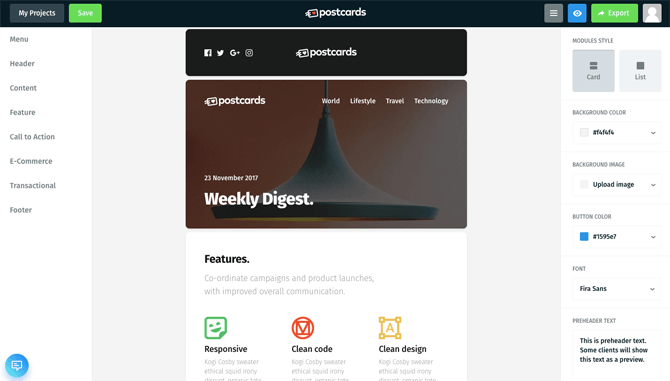 E-Mail-Builder für Postkarten