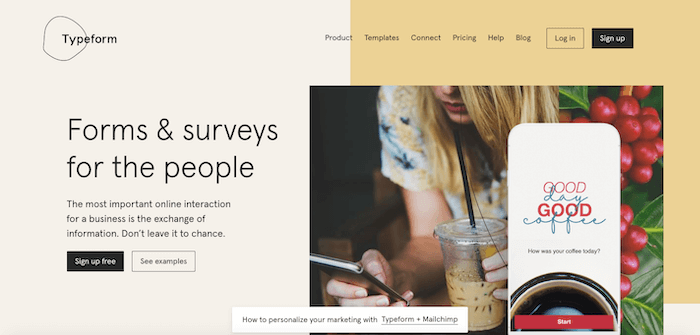 最高のオンラインフォームビルダーtypeform1