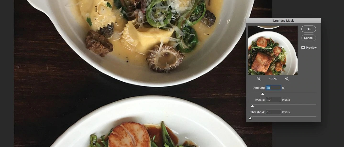 フードフォトグラフィー：不鮮明なマスクの詳細