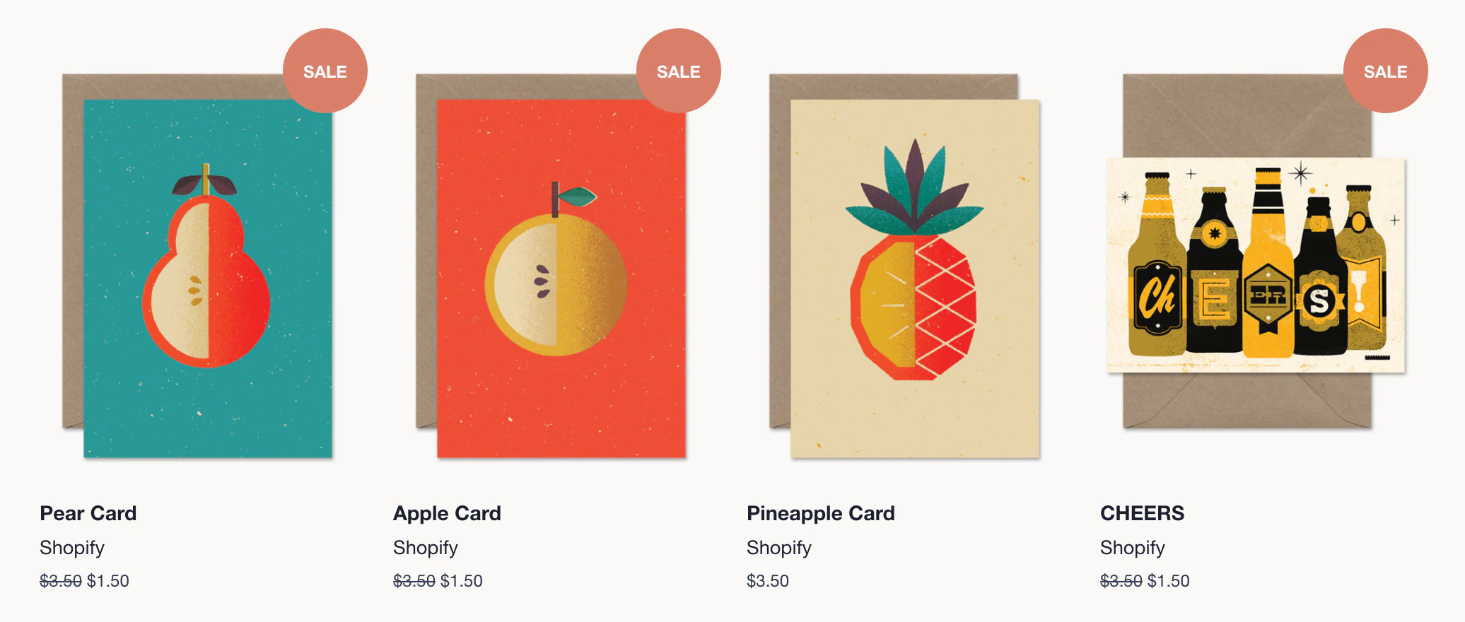 Shopifyテーマの一貫した画像サイズ比の例