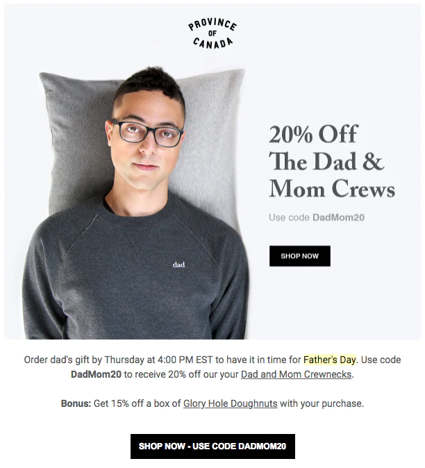 E-mail per la festa del papà della provincia del Canada