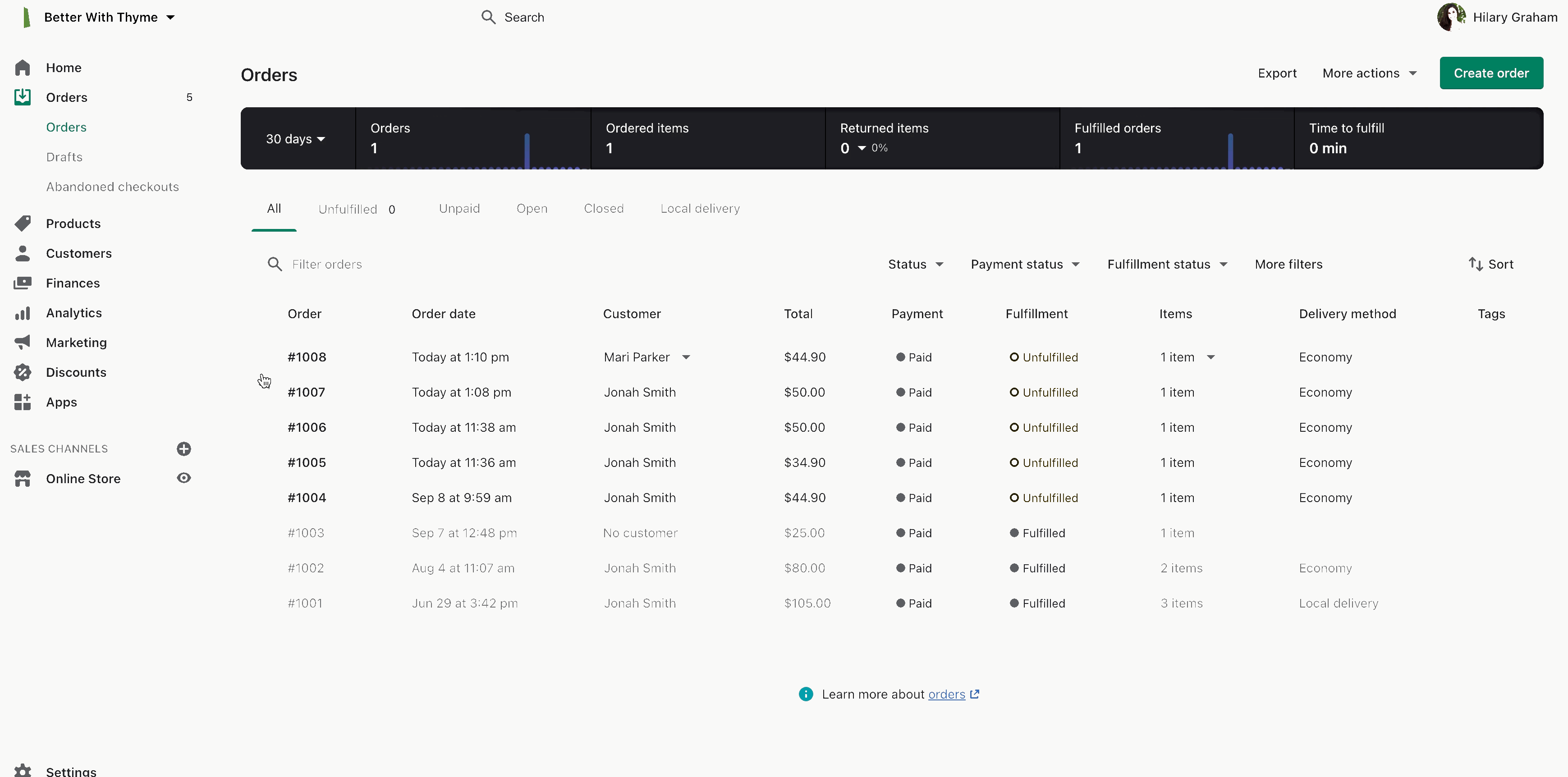 Shopify crea etichette di spedizione in blocco