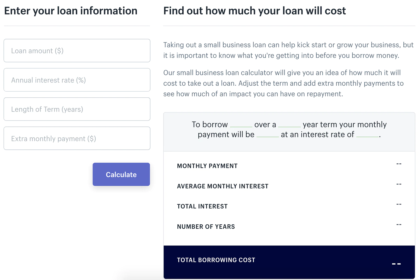 Shopify 중소기업 대출 계산기