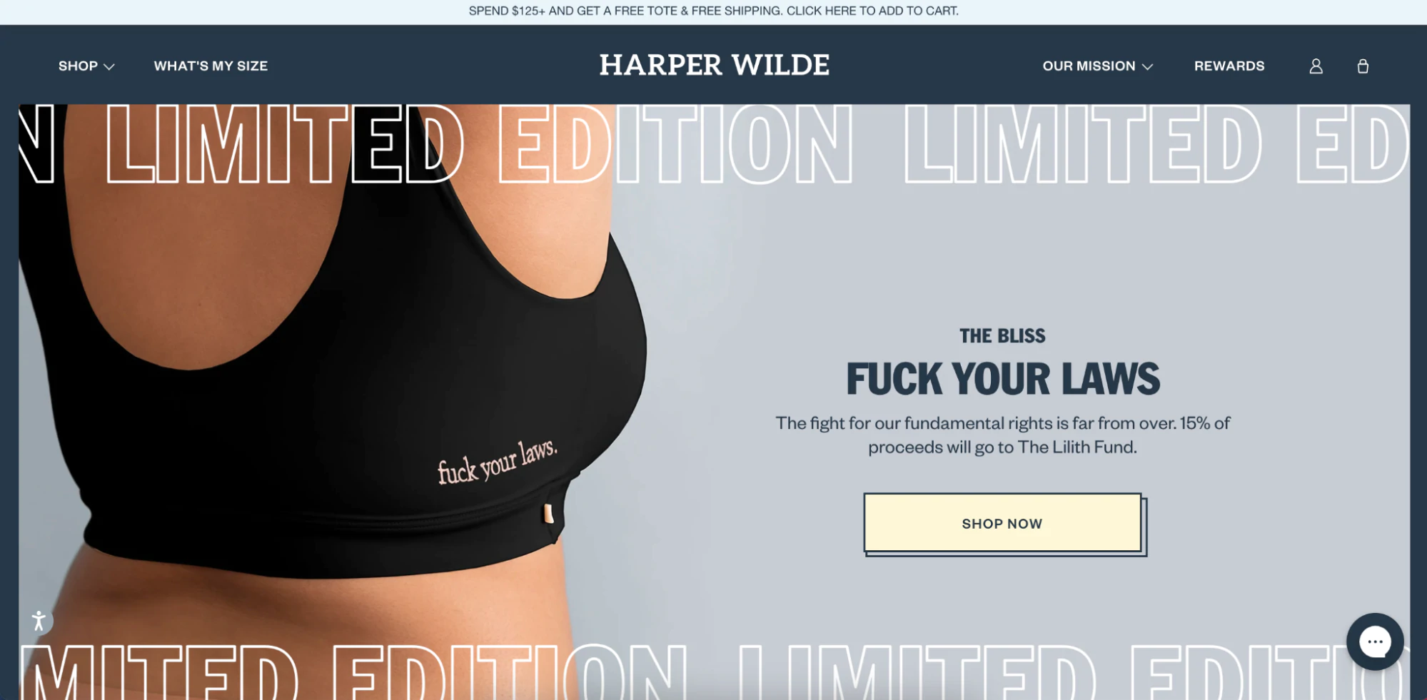 Die Website von Harper Wilde verwendet ein auffälliges Design, das zu seiner auffälligen Marke passt.