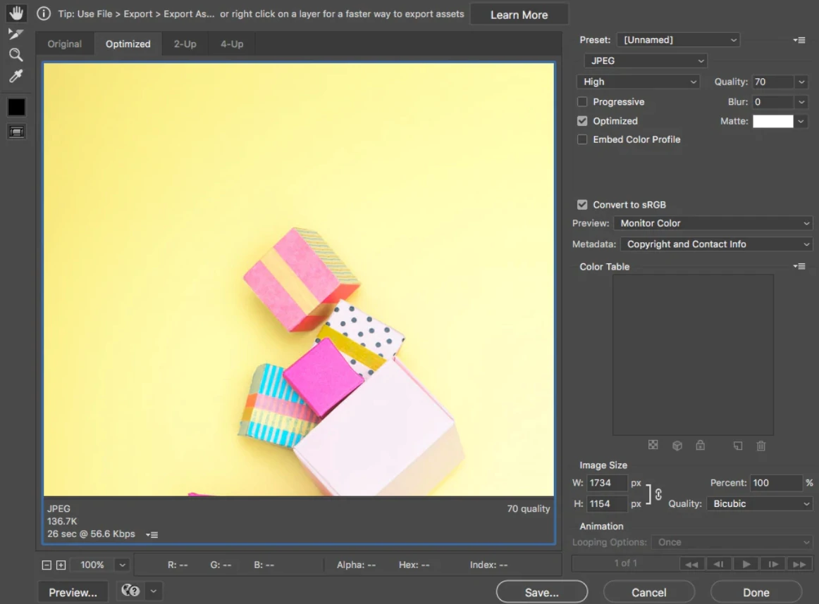 用于图像优化的 Photoshop
