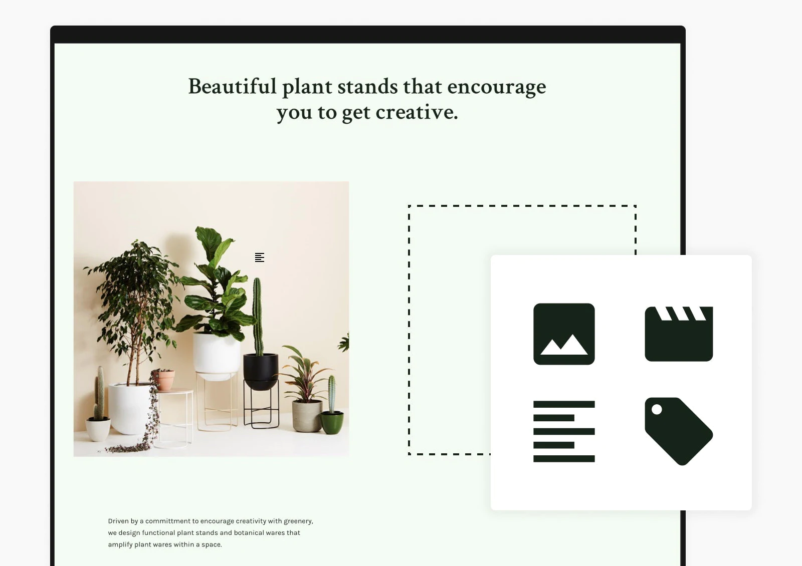 Тема веб-сайта Cascade от Shopify, демонстрирующая подвижные разделы страниц
