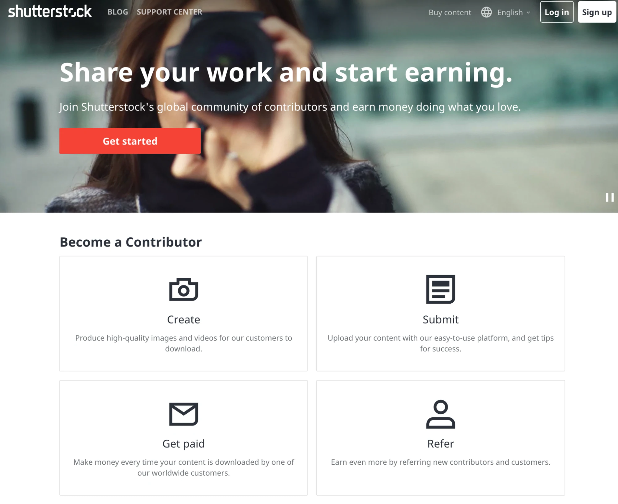 page d'accueil de l'obturateur