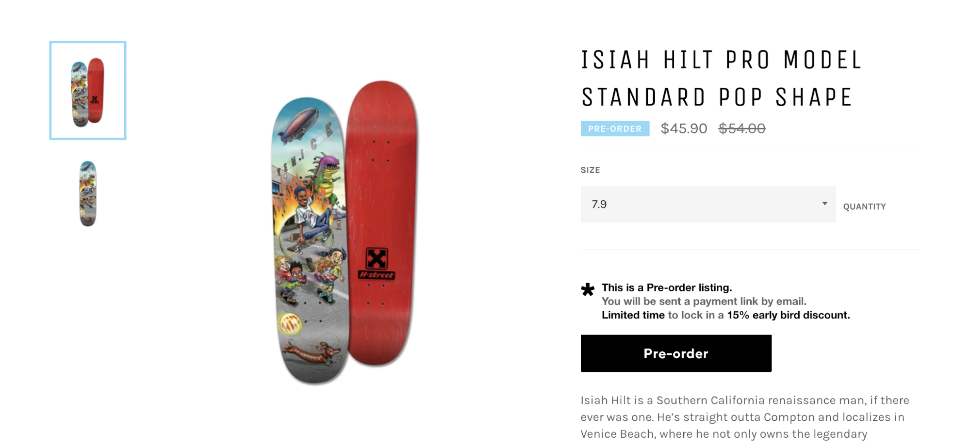 пример предварительного заказа скейтборда