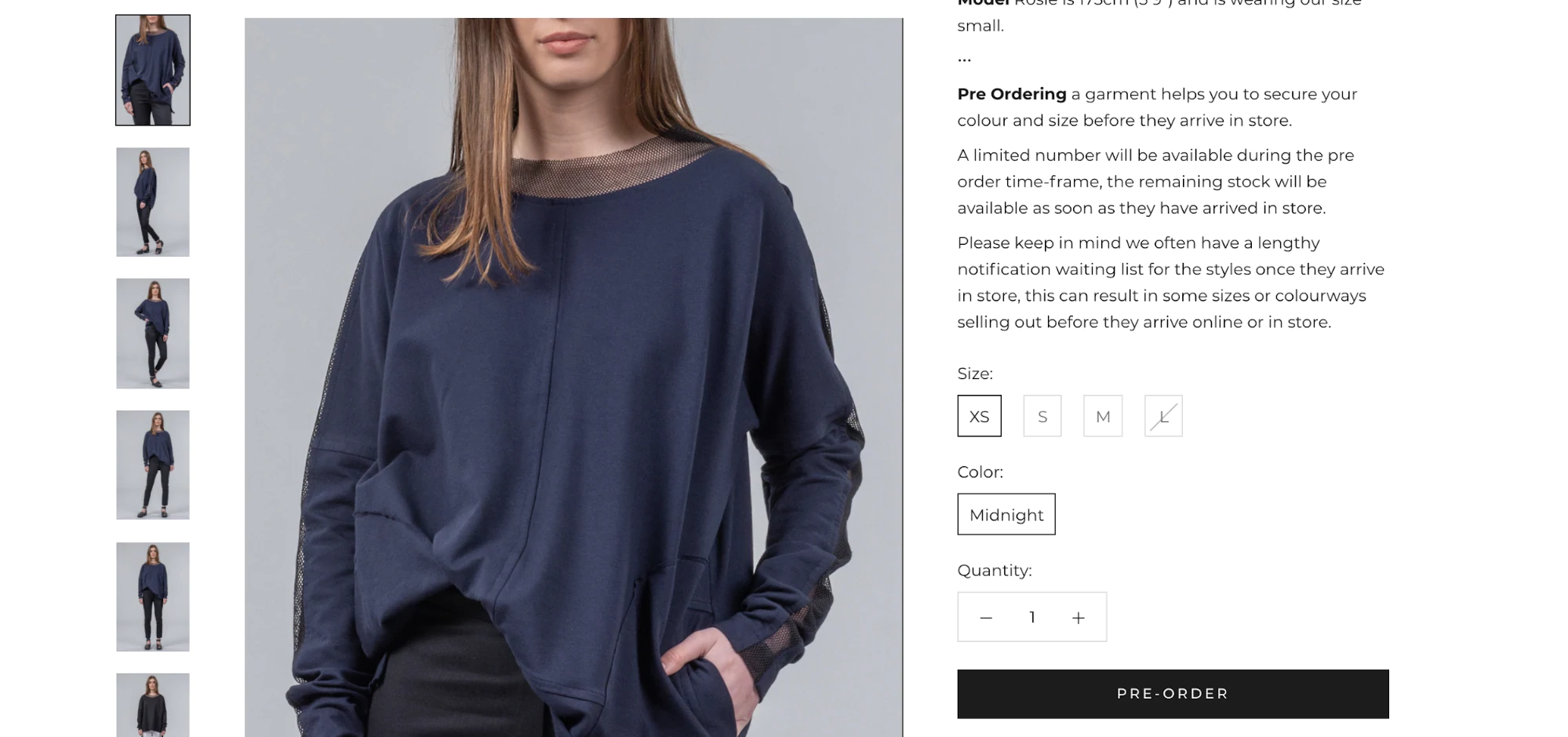 пример предзаказа женской одежды