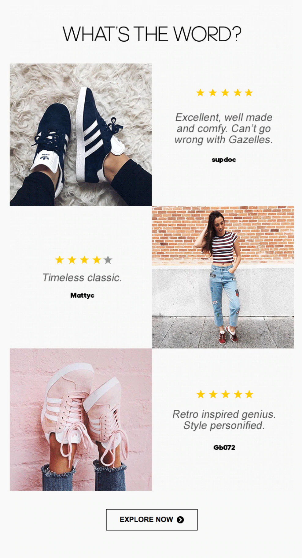 أديداس تخلت عن مثال البريد الإلكتروني سلة التسوق مع دليل اجتماعي