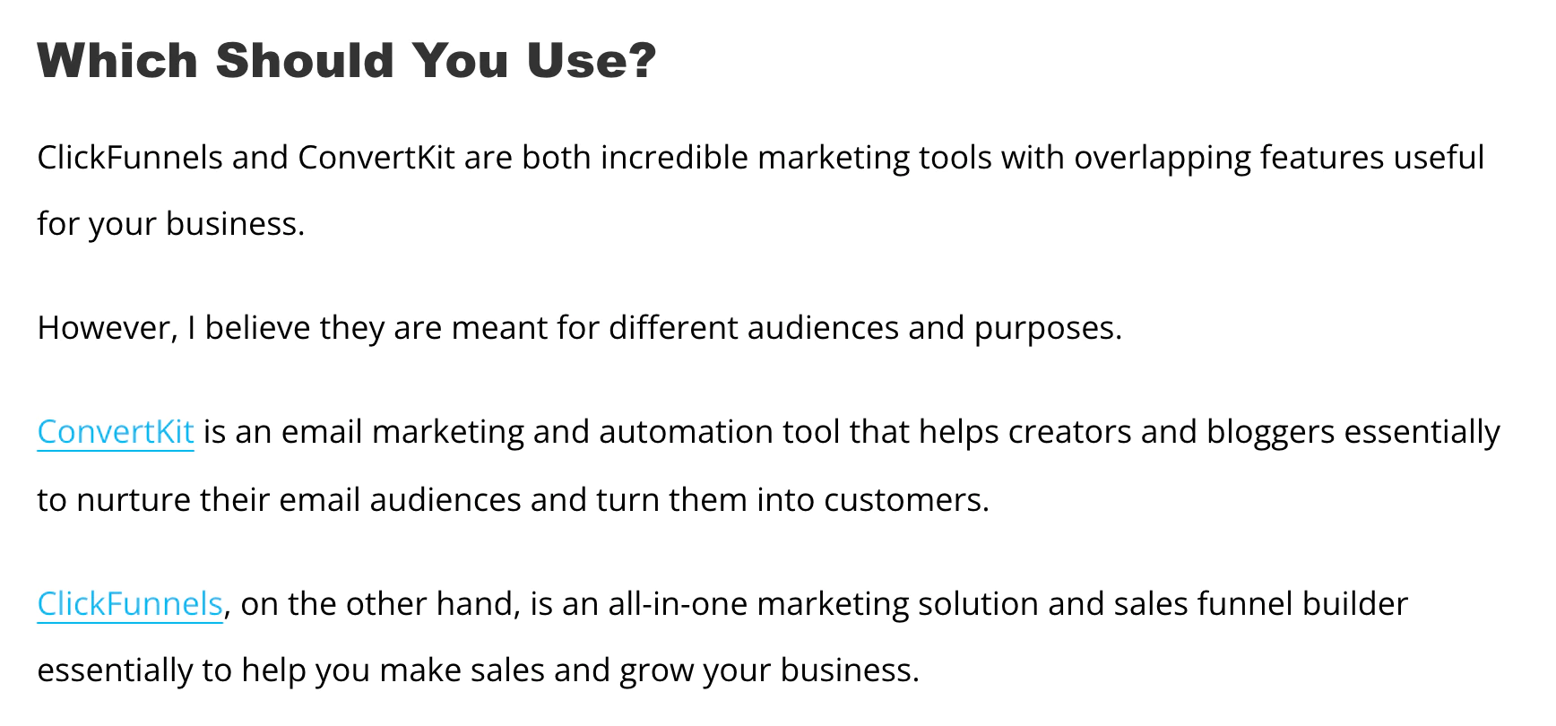 Exemplu de pagină de comparație pentru a genera venituri afiliaților prin compararea a două produse