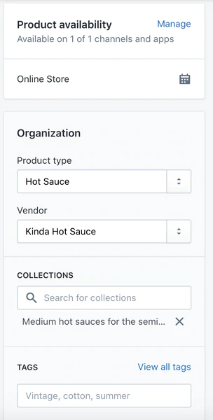 Shopifyの製品組織設定