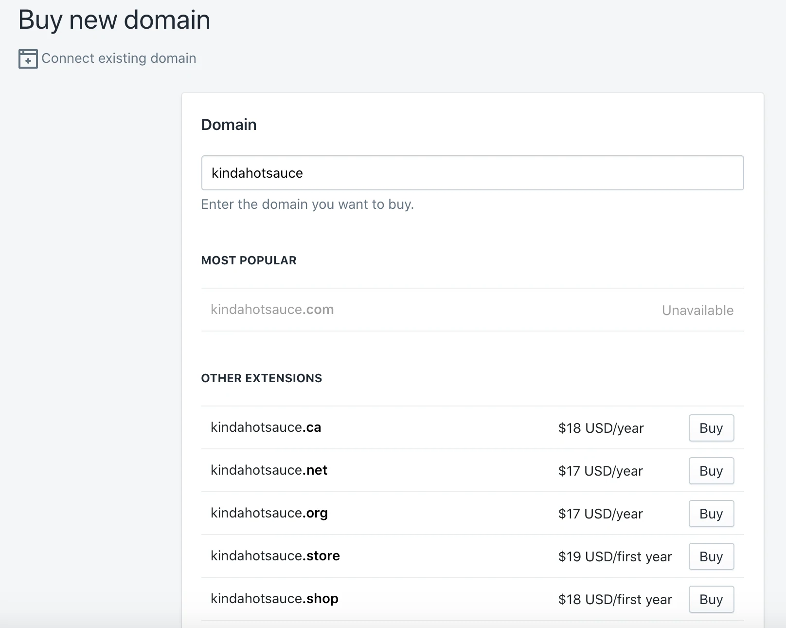 Shopifyでカスタムドメインを購入する