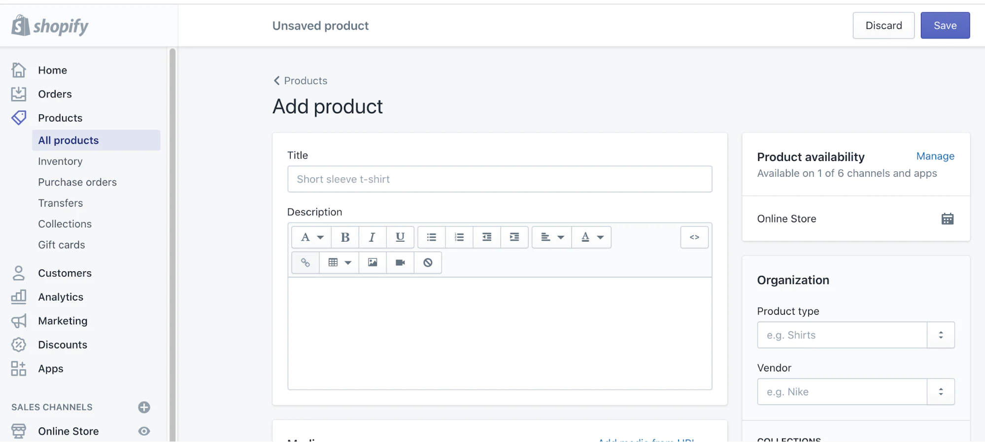 Shopifyに商品を追加する