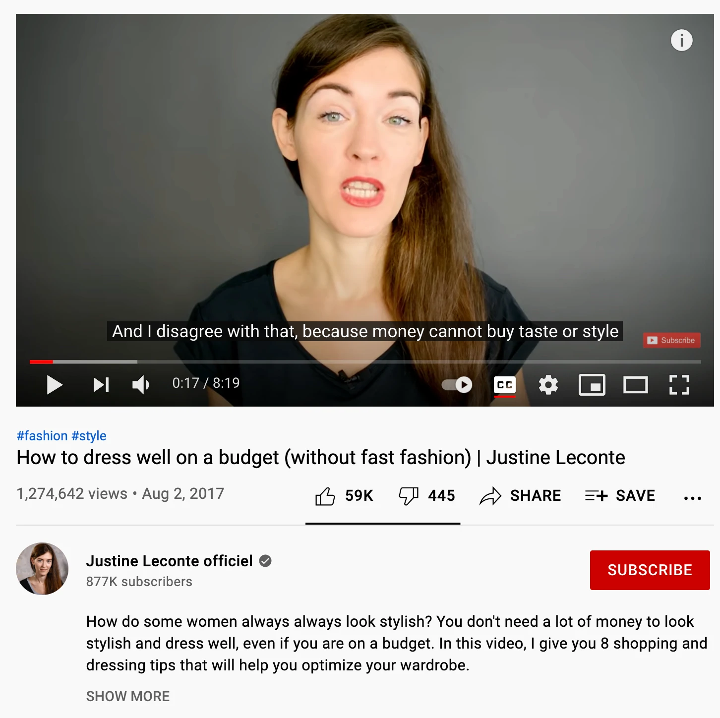 Ein Beispiel dafür, wie ein Lehrvideo aussieht, stammt von Justine Leconte, einer Modedesignerin, die Frauen beibringt, wie man mit kleinem Budget stylisch ist