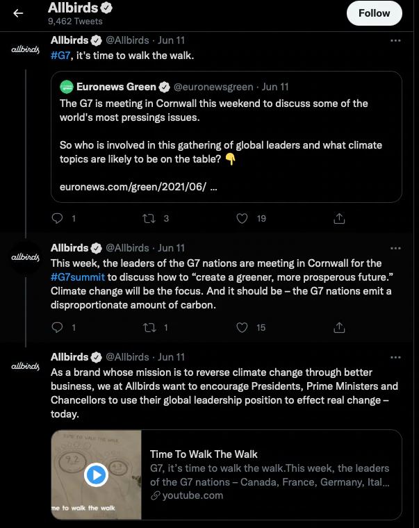 Vermarkten Sie Ihren YouTube-Kanal und teilen Sie Inhalte auf Social-Media-Kanälen wie Allbirds