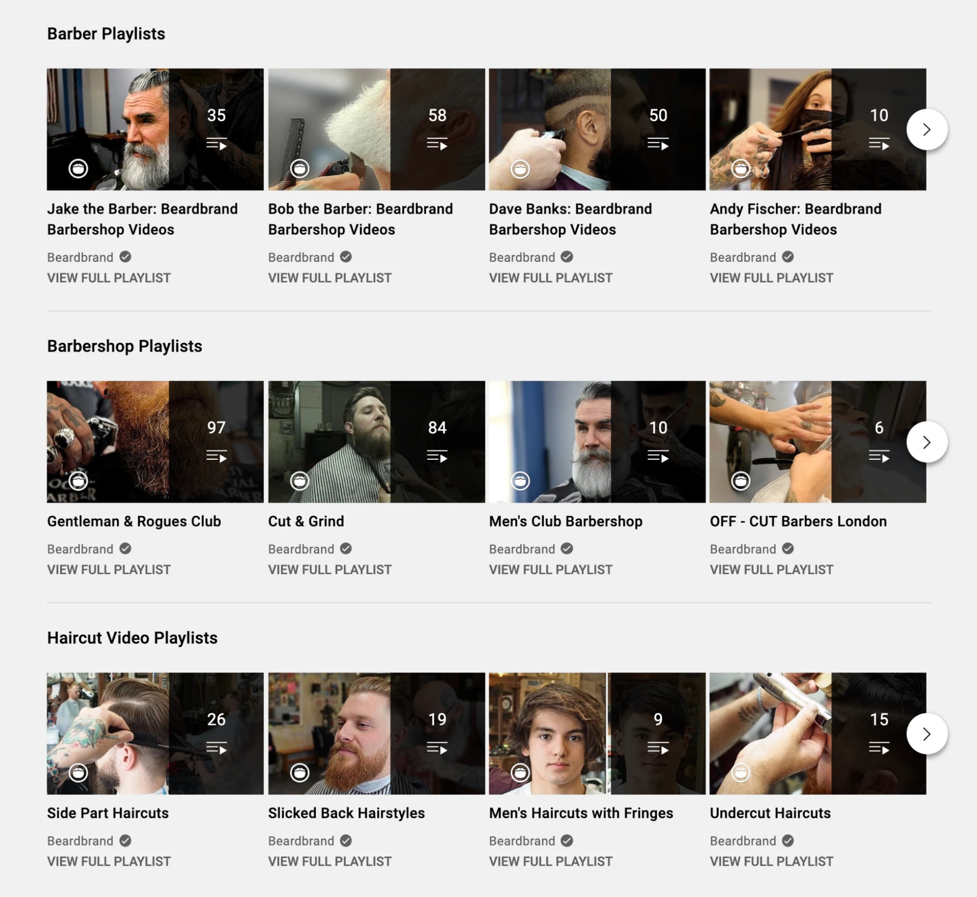 YouTube-Marketing kann durch das Erstellen organisierter Wiedergabelisten wie Baerbrand erfolgen