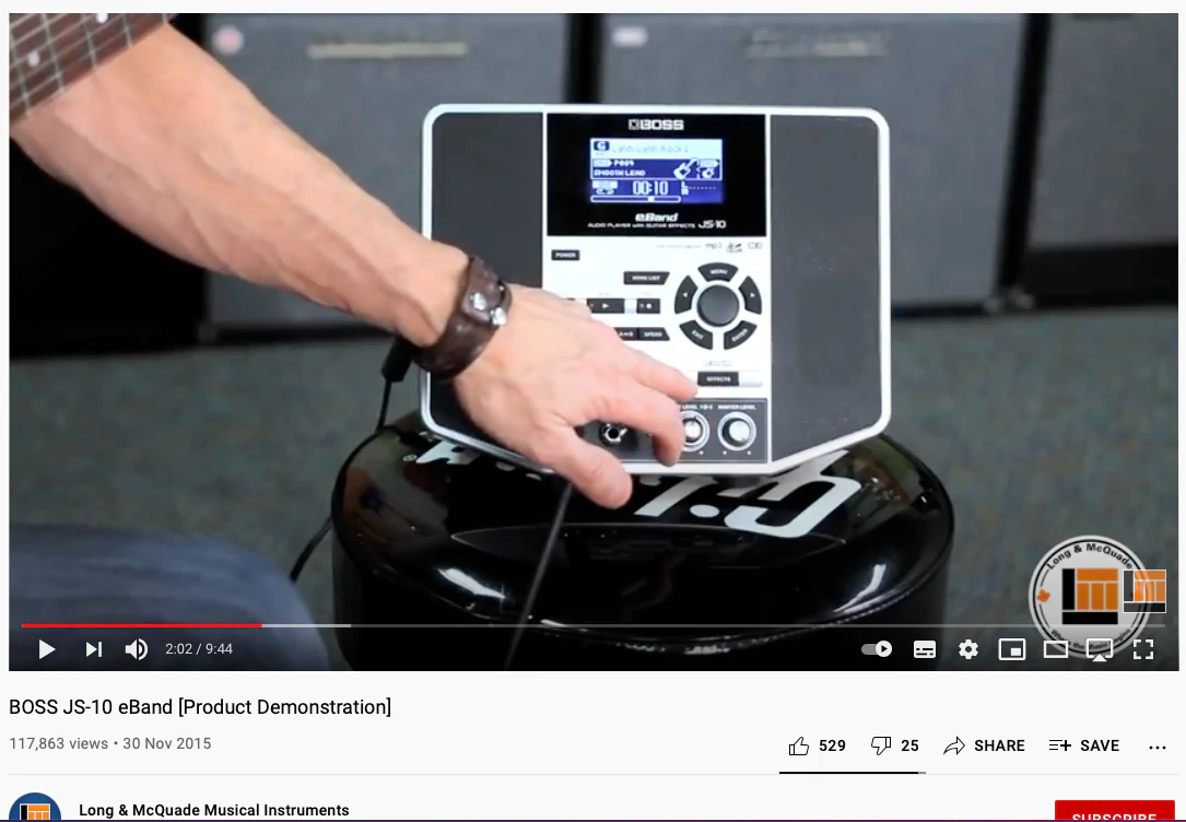 Beispiel einer YouTube-Produktdemo von Long & McQuade