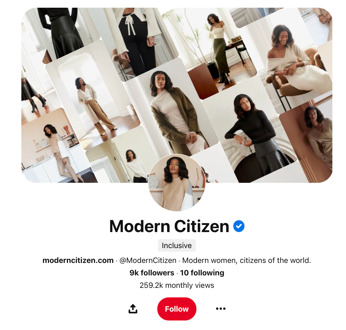 مثال على ملف تعريف Pinterest 2