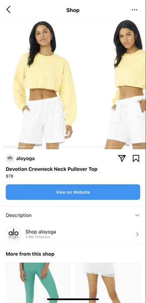 alo yoga instagram mağazası