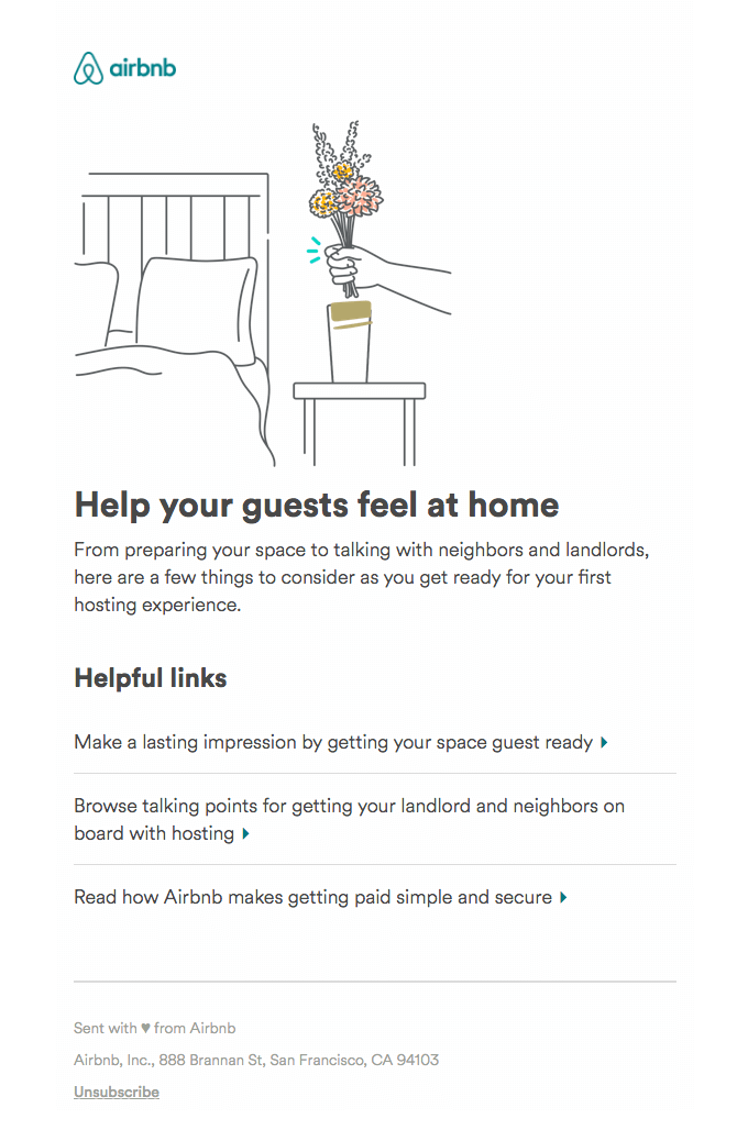 Willkommens-E-Mail von Airbnb