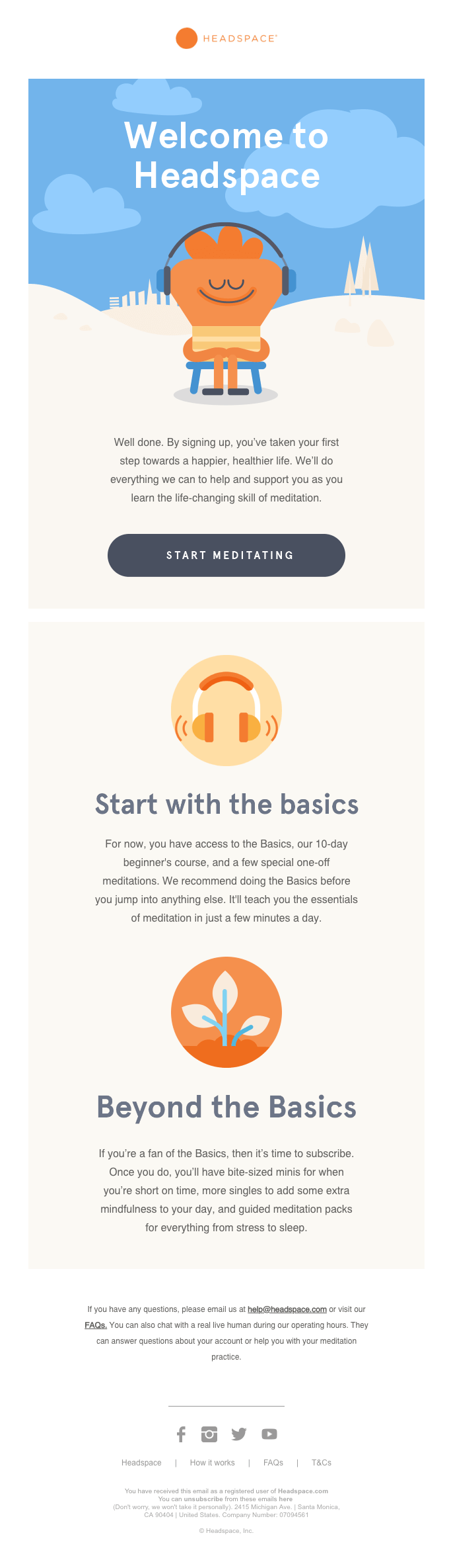 Headspace-Willkommens-E-Mail
