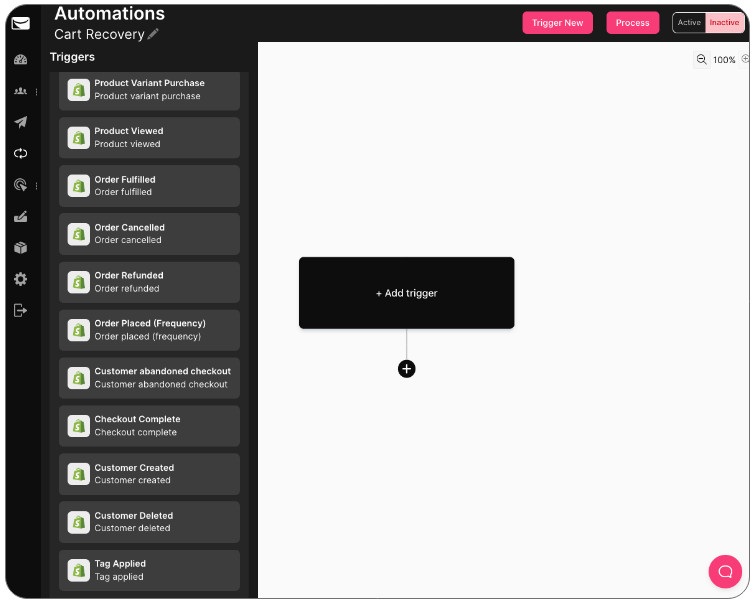 sendlane ajoute une interface de déclenchement