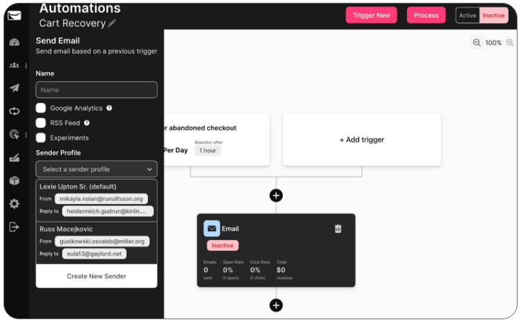 sendlane de récupération de panier