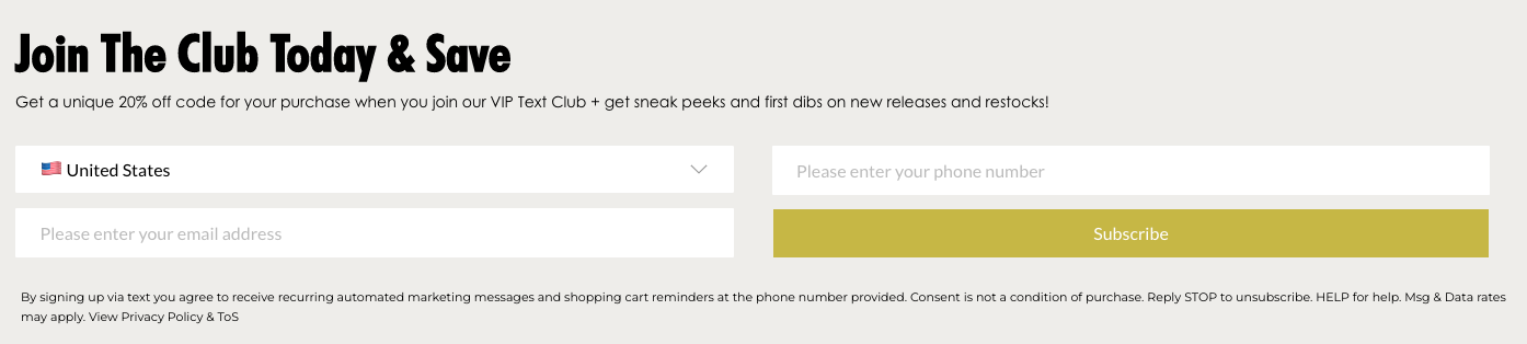 Электронная почта и SMS-форма подписки