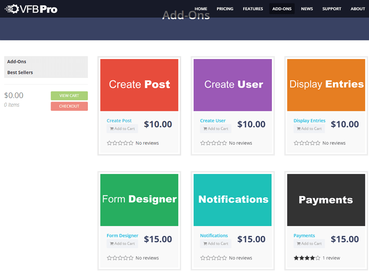 Visual Form Builder Pro ma model dodatków