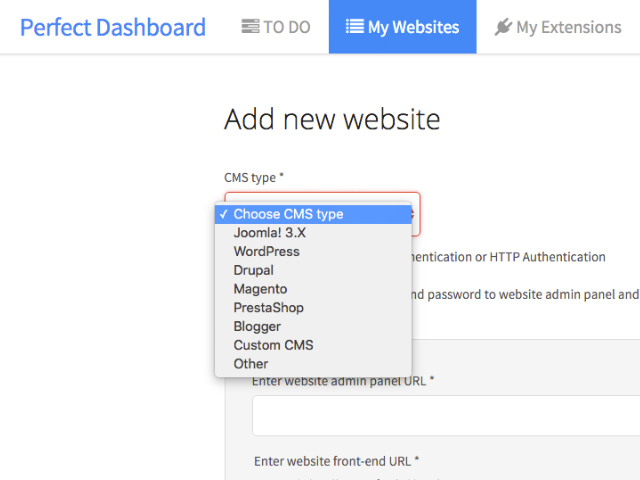 Perfect Dashboard ist ein CMS-unabhängiges Tool