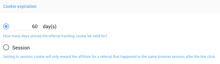 definir o período de expiração do cookie por dias ou por sessão