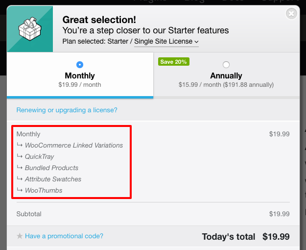 Freemius Checkout - Sammlungsliste für Bundle-Produkte