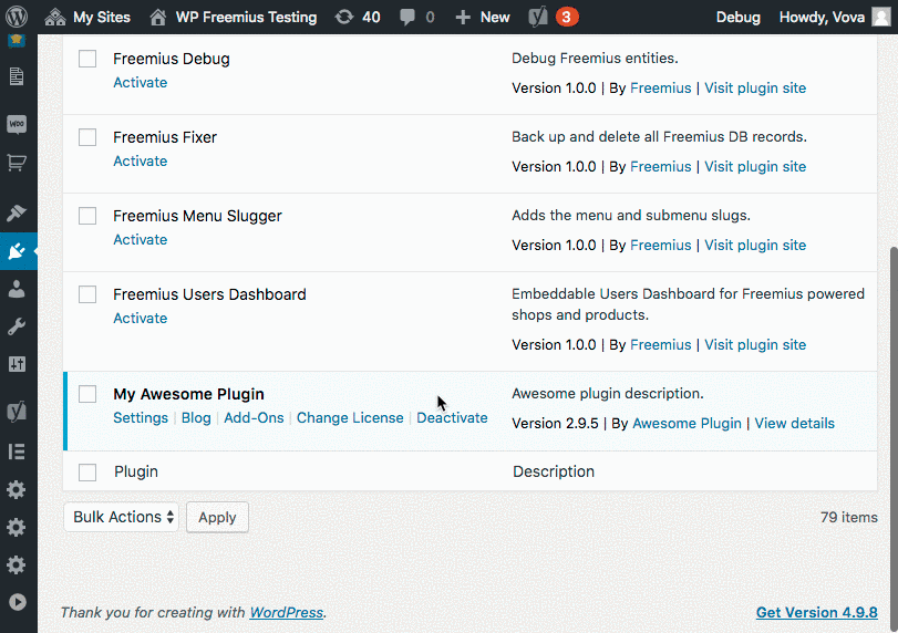 Freemius SDK - Aufforderung zur Kündigung des Abonnements nach Deaktivierung des Plugins