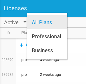 ライセンスプランフィルター-Freemius開発者ダッシュボード