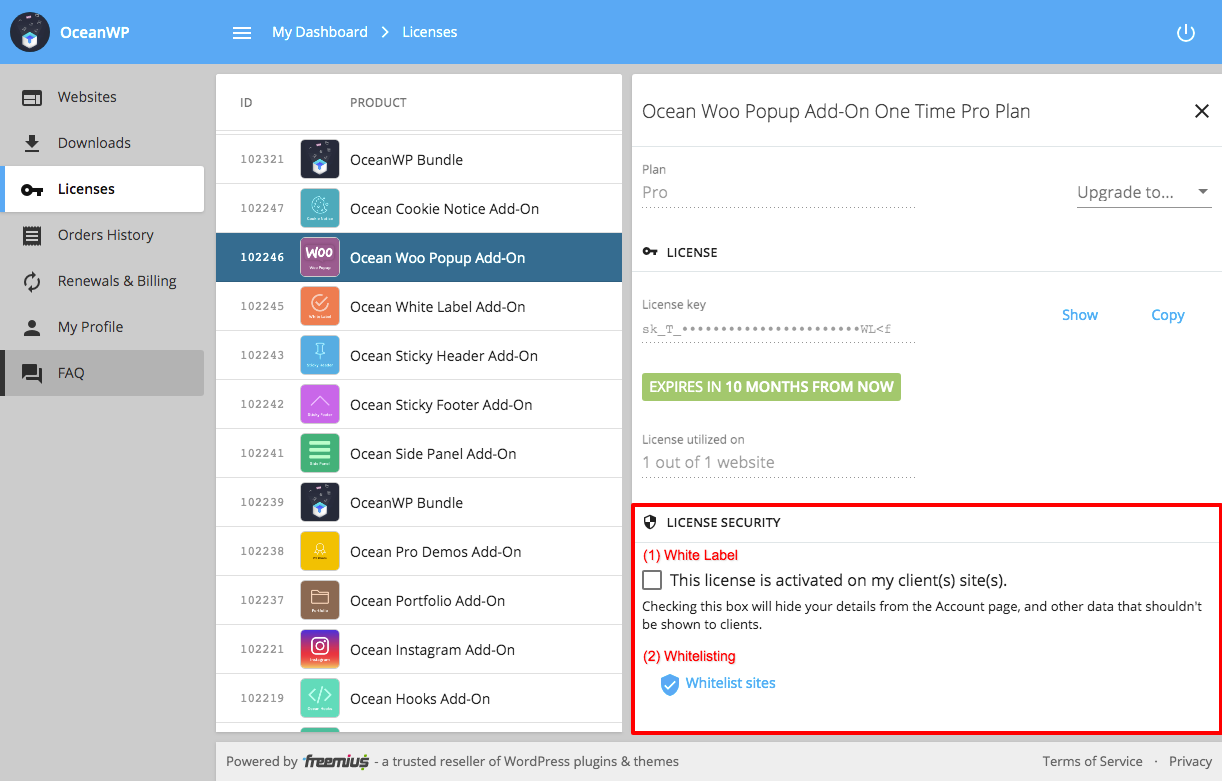Freemiusのライセンスセキュリティ