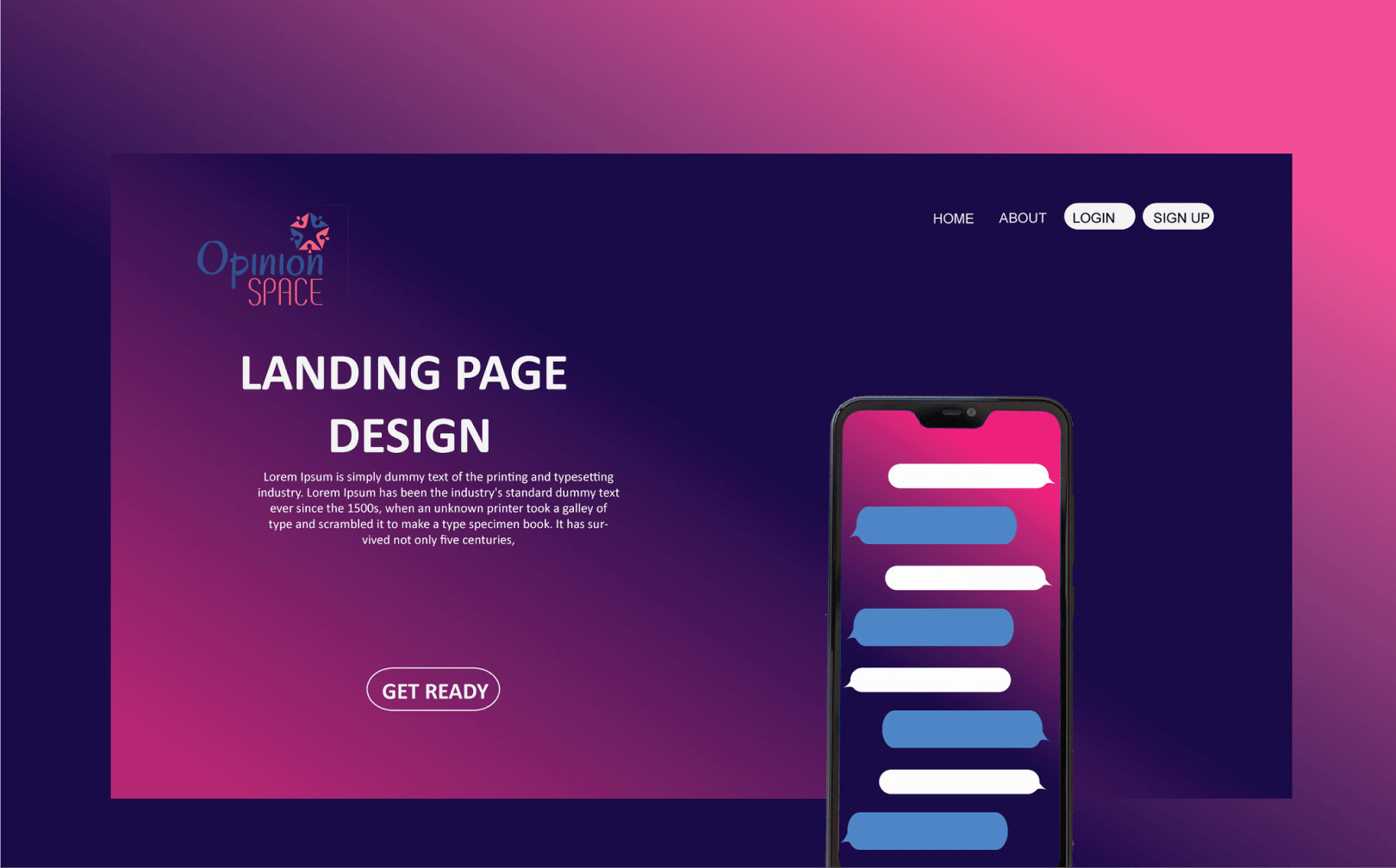 ユーザーインターフェイスのランディングページ